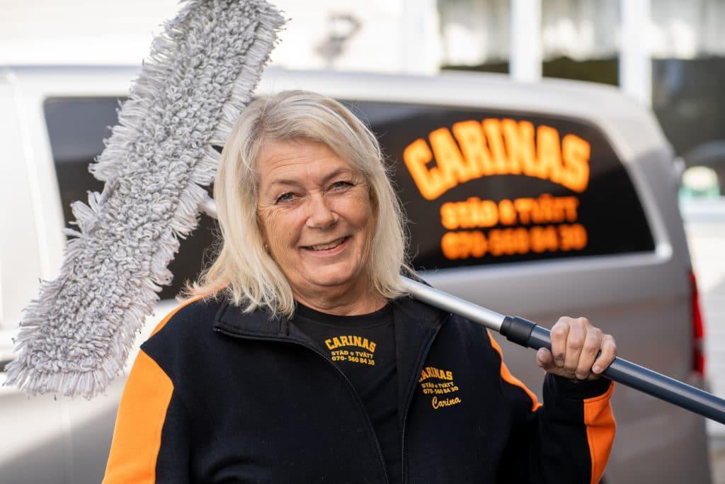 Carina Subäck, som driver Carinas Städ & Tvätt i Sveg, är Årets företagare i Härjedalen 2019. Foto: Morgan Grip