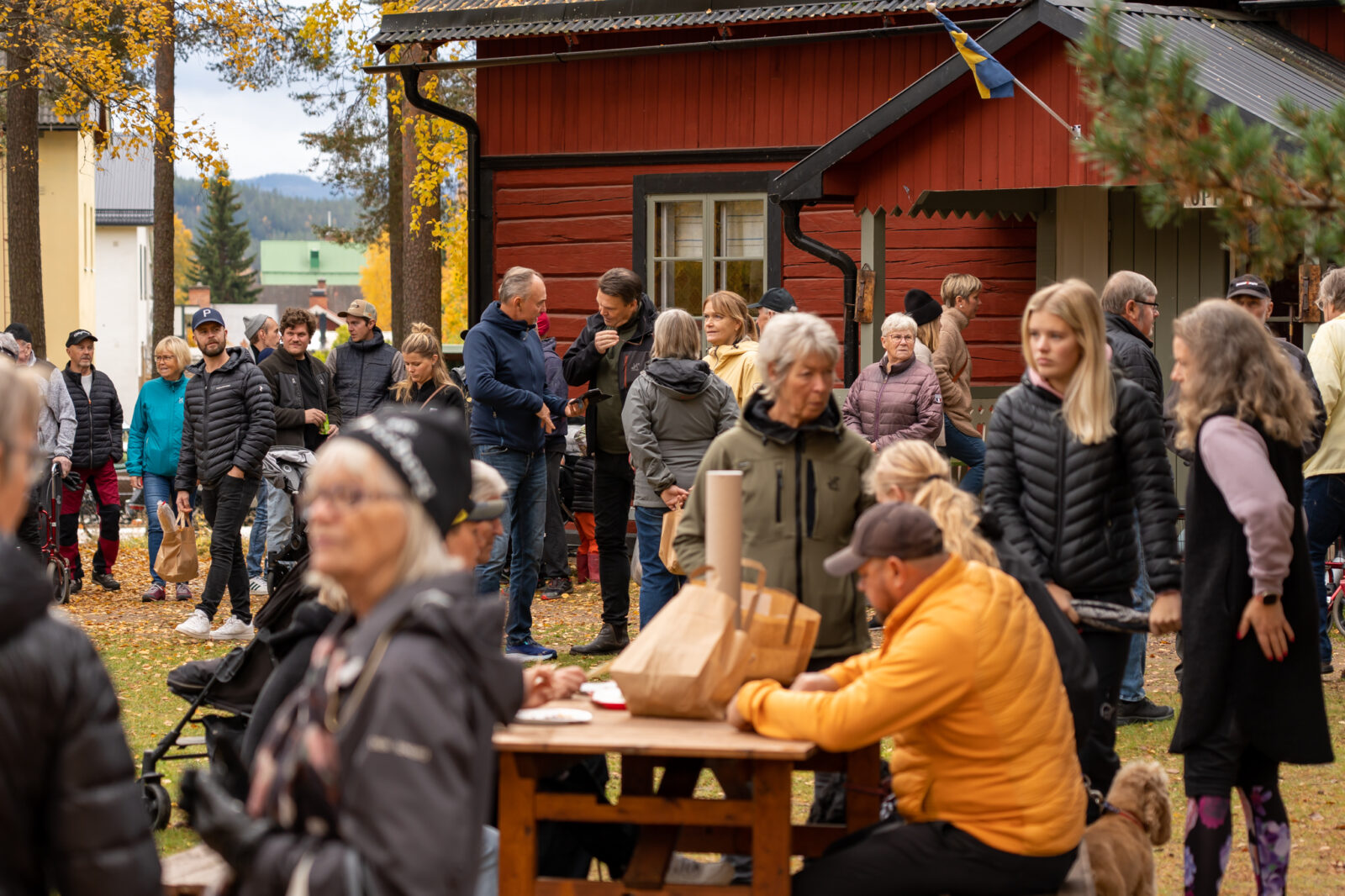 Härligt höstväder och folkmyller på årets höstmarknad på Gammelgården i Sveg. Foto: Morgan Grip