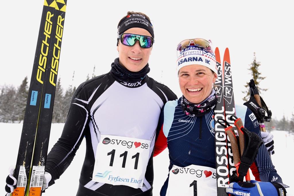 Max Novak, Offerdals SK, och Ida Ingemarsdotter, Åsarna IK, segrade i Pilgrimsloppet 2017. Morgan Grip