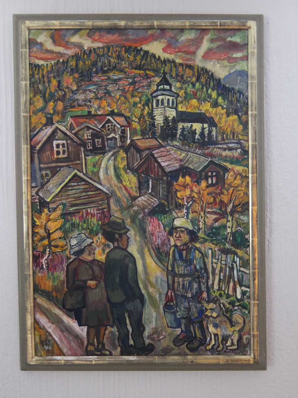 "Tännäs by" oljemålning av Olle Nordberg. Foto: Mats Haldosén